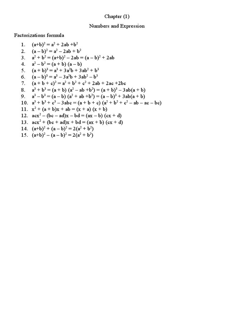 Factorization Formulas and Methods | PDF
