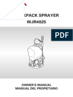 Backpack Sprayer WJR4025: Owner'S Manual Manual Del Propietario