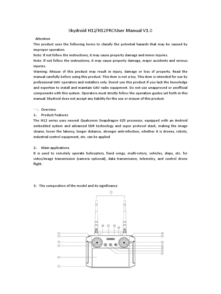 Skydroid H12 H12prouser Manual V1 0 Pdf Radio Unmanned Aerial Vehicle