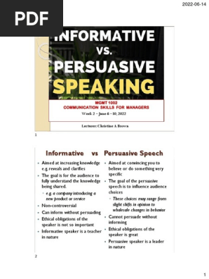 Informative vs Persuasive Speaking