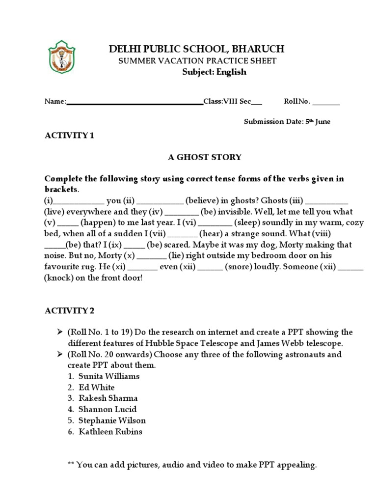 Class 8 Summer Vacation Ps English Pdf Waste Atmosphere Of Earth