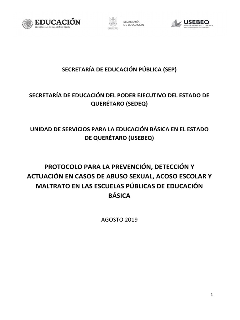 Protocolo de Prevención y Actuación Escolar | PDF | Abuso infantil ...