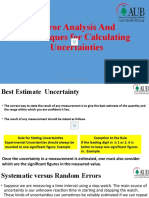 Error Analysis and Techniques For Calculating Uncertainties: Elissar Majdalani Summer 2020