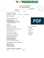 EVALUACIÓN de Religion 4 Grado