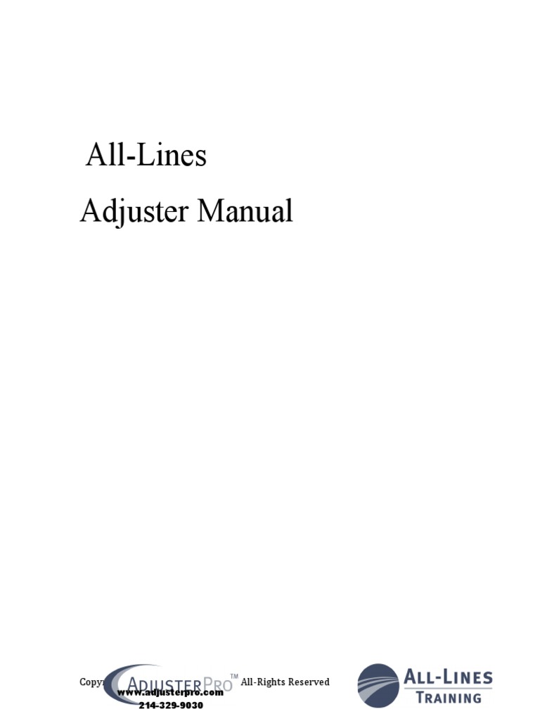All Lines - Adjuster - Manual - PDF | PDF | Insurance | Indemnity