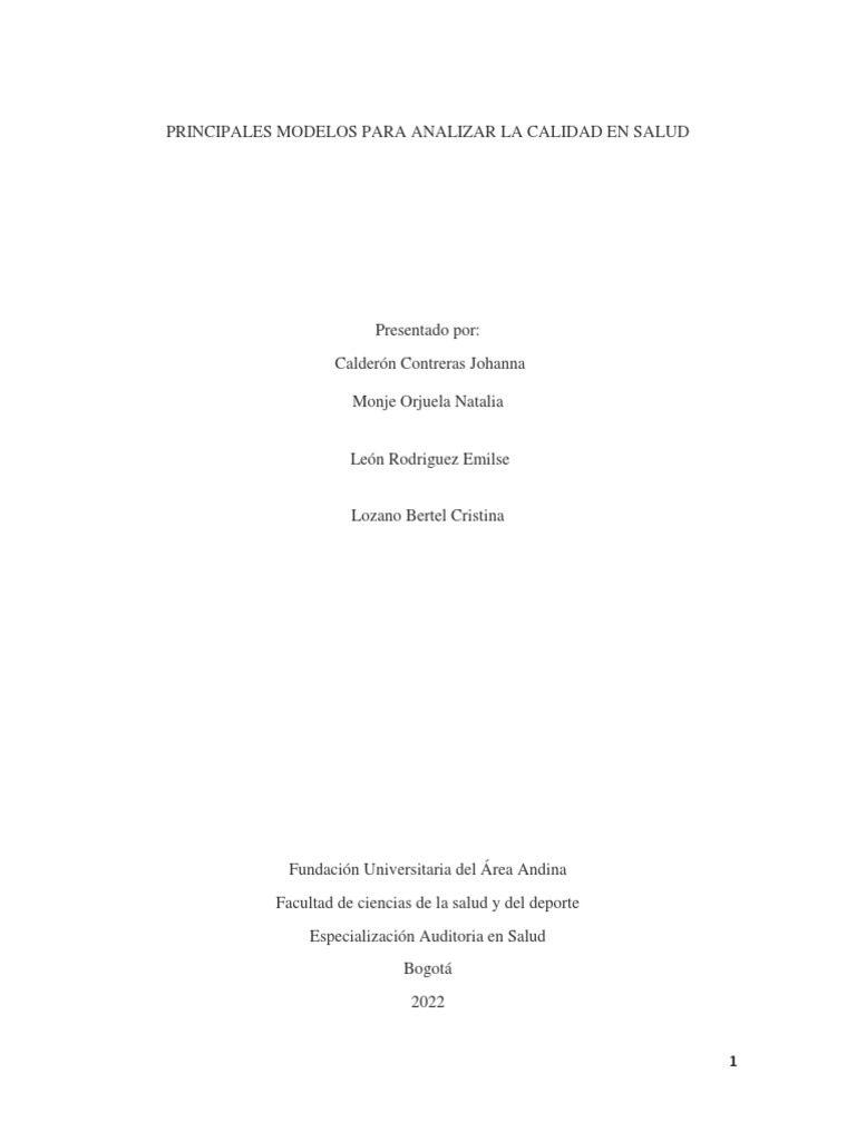 Principales Modelos para Analizar La Calidad en Salud | PDF | Calidad ...