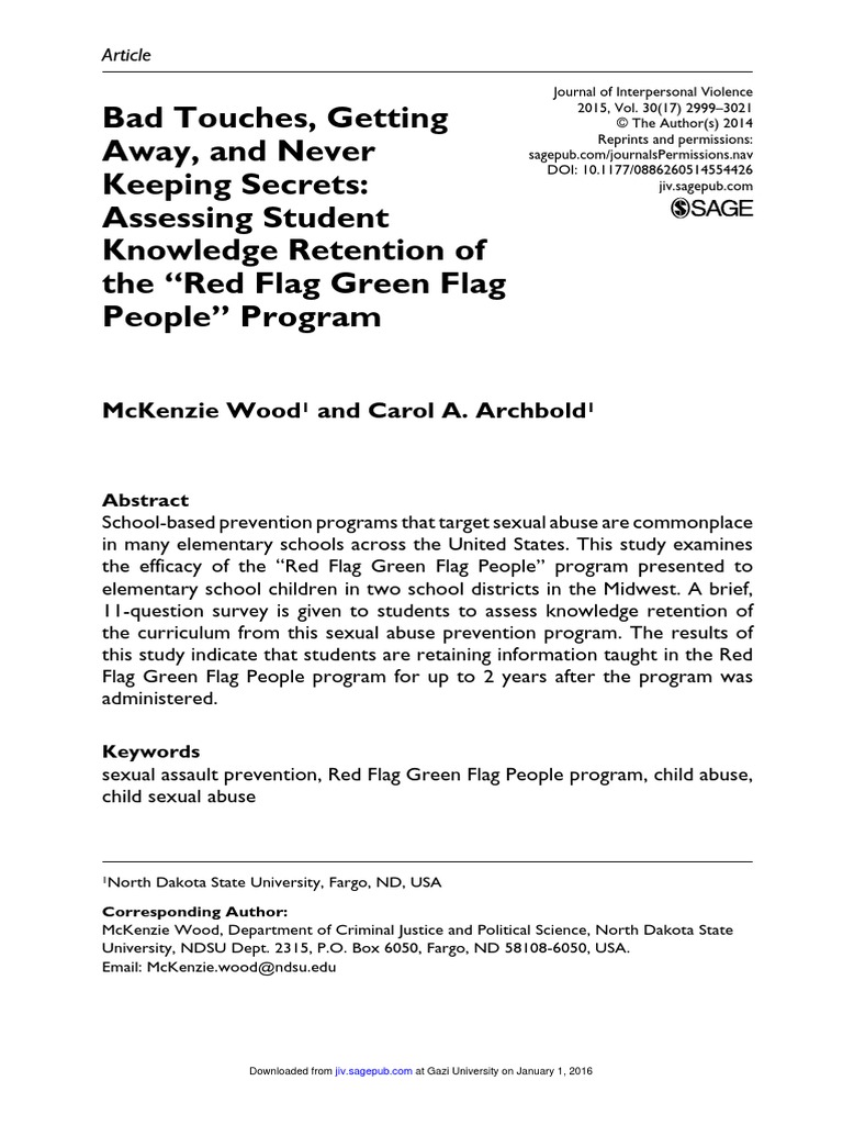 Wood2014 Flag Green Flag Red PDF Logistic Regression Child Sexual Abuse
