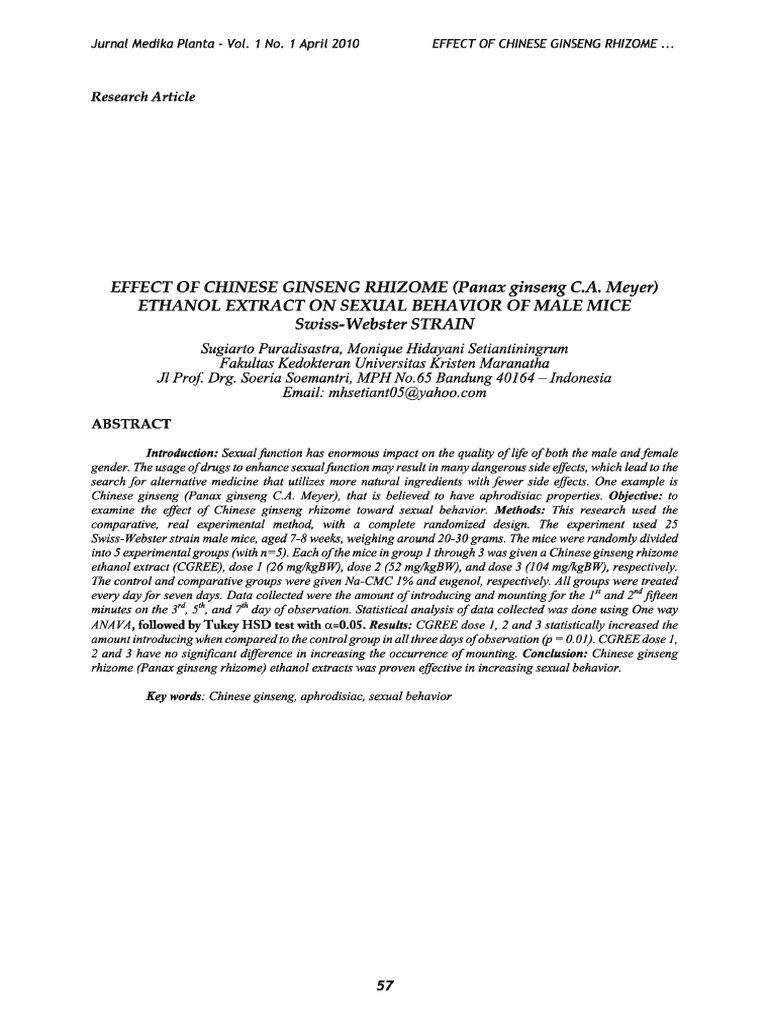 Effect of Chinese Ginseng Rhizome Panax c6c373d2 | PDF