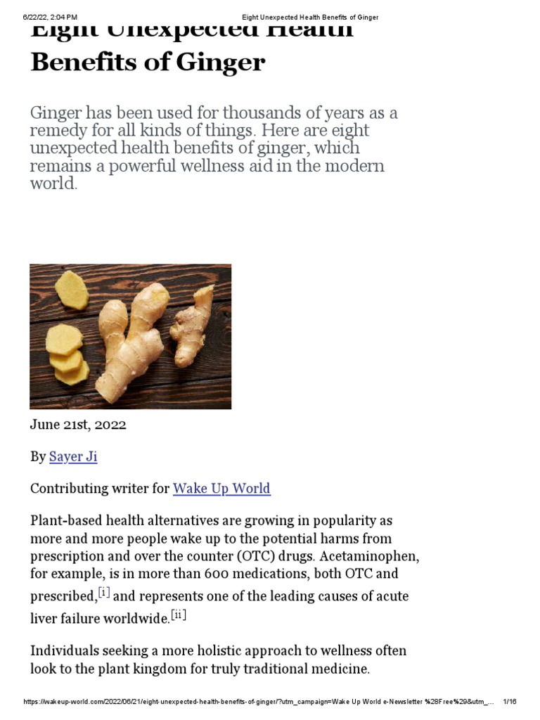 Eight Unexpected Health Benefits of Ginger PDF Migraine Menstruation