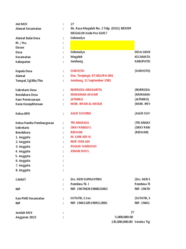 Proposal Pembangunan Mck Desa Sidomulyo Pdf