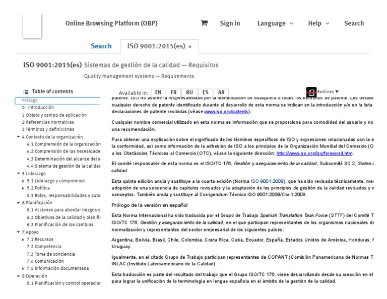 ISO 9001 - 2015 (Es), Sistemas de Gestión de La Calidad - Requisitos ...
