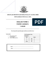 English Form 3 Paper 2 (Essay) 1 Hour: Sekolah Menengah Kebangsaan Agama Miri