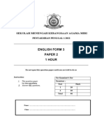 English Form 3 Paper 2 1 Hour: Sekolah Menengah Kebangsaan Agama Miri