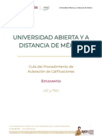 UnADM - Aclaración de Calificaciones - LIC - y - TSU - Guía para Estudiantes - Bloque - 1