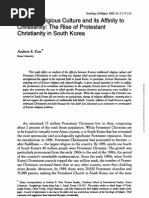Kim Korean Religious Culture and Its Affinity to Christianity the Rise of Protest Ant Christianity in South Korea