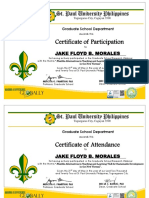 Certificate of Participation: Jake Floyd B. Morales