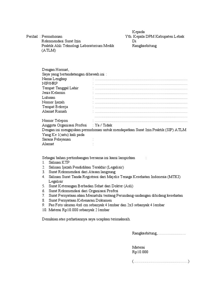 Formulir SIP Lab | PDF