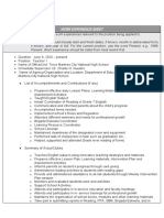 Work Experience Sheet CS Form No. 212