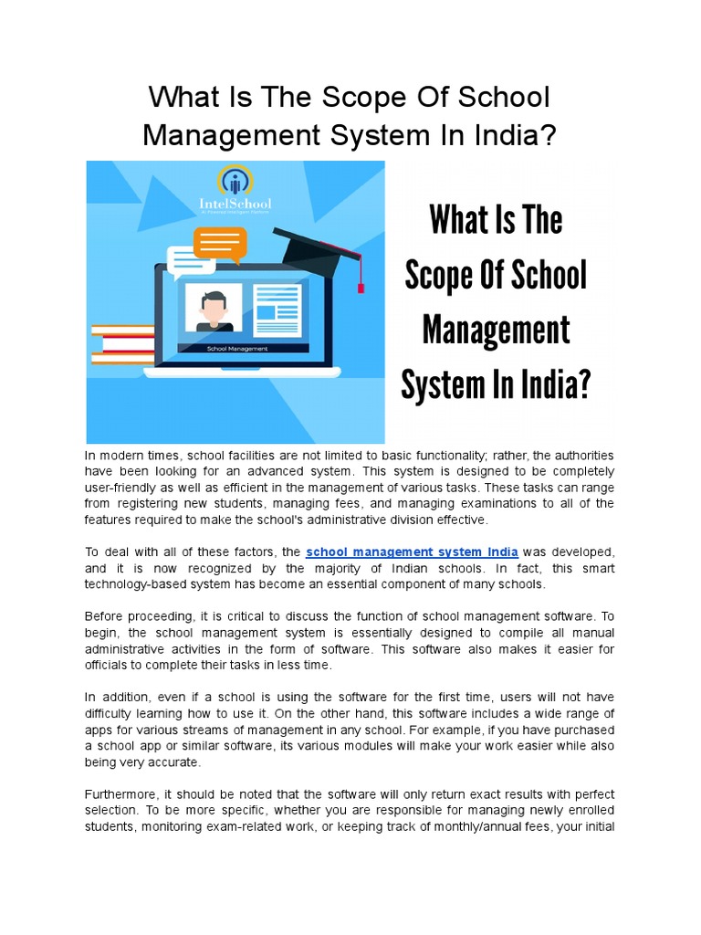 What Is The Scope of School Management System in India? | PDF ...