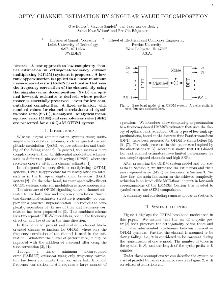 OFDM Channel Estimation via SVD | PDF | Orthogonal Frequency Division ...
