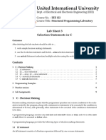 United International University: Lab Sheet 3 Selection Statements in C