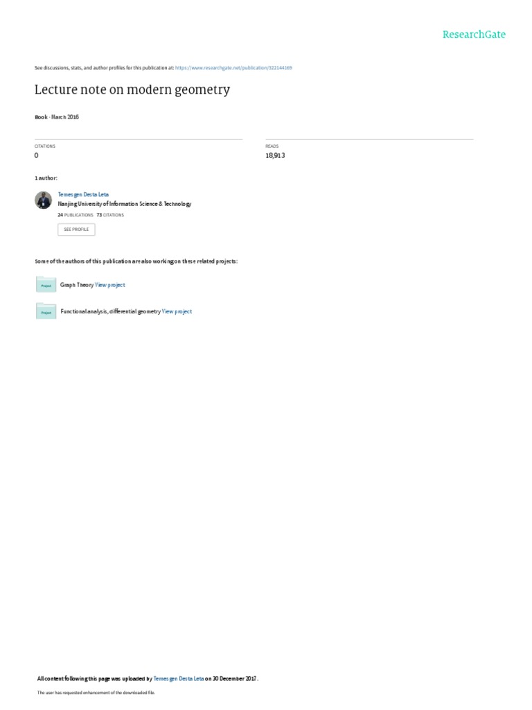 Modern Geometry Lecture Notes | PDF | Geometry | Hyperbolic Geometry