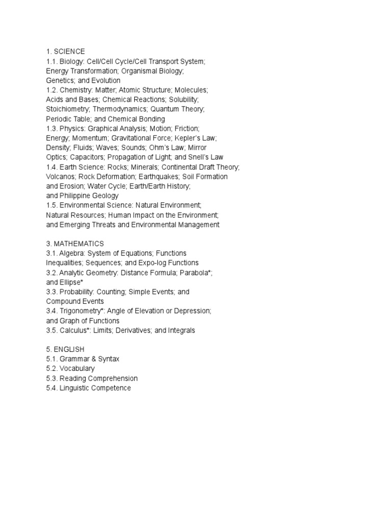DOST JLSS Exam Subject Coverage | PDF