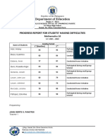 Math Progress Report for Students with Difficulties