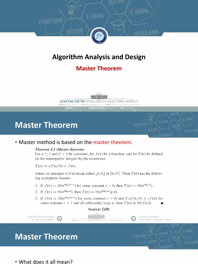 Master Theorem in Algorithm Analysis | PDF