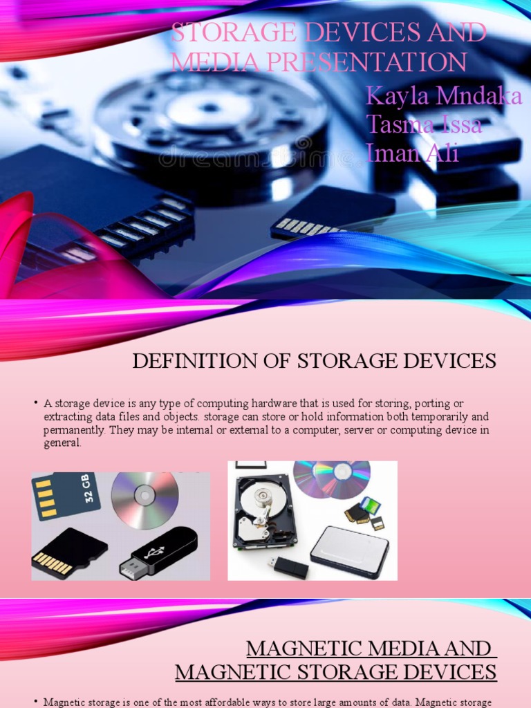 Storage Devices and Media Presentation | PDF | Hard Disk Drive ...