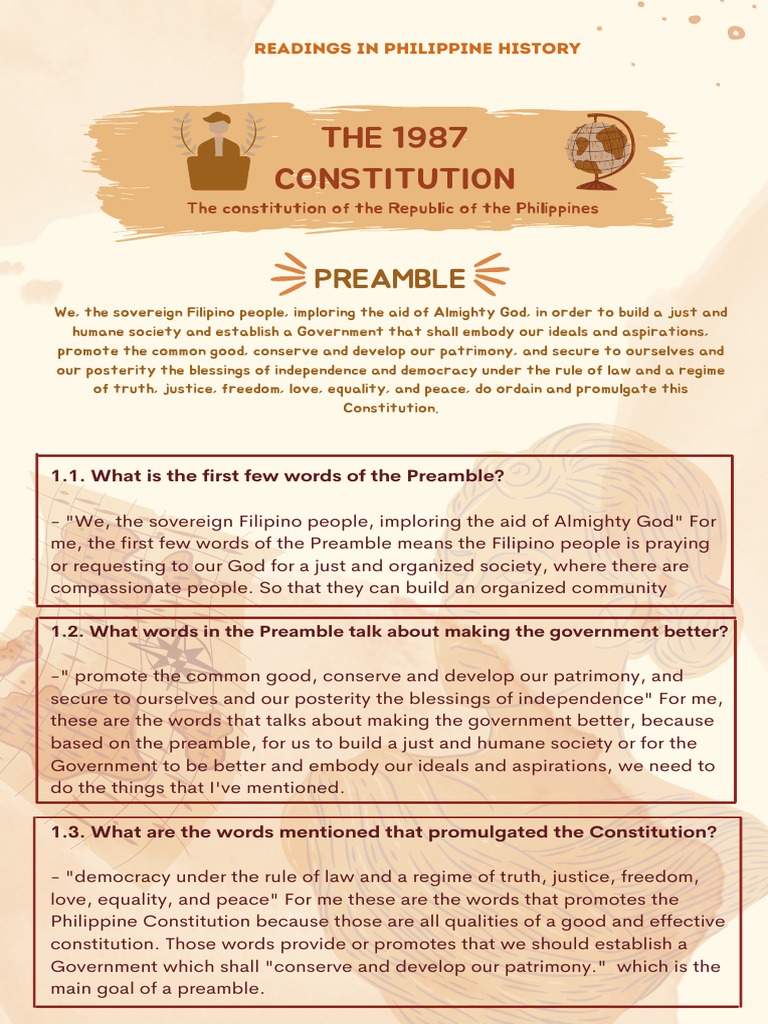 Understanding the Philippine Constitution Preamble | PDF