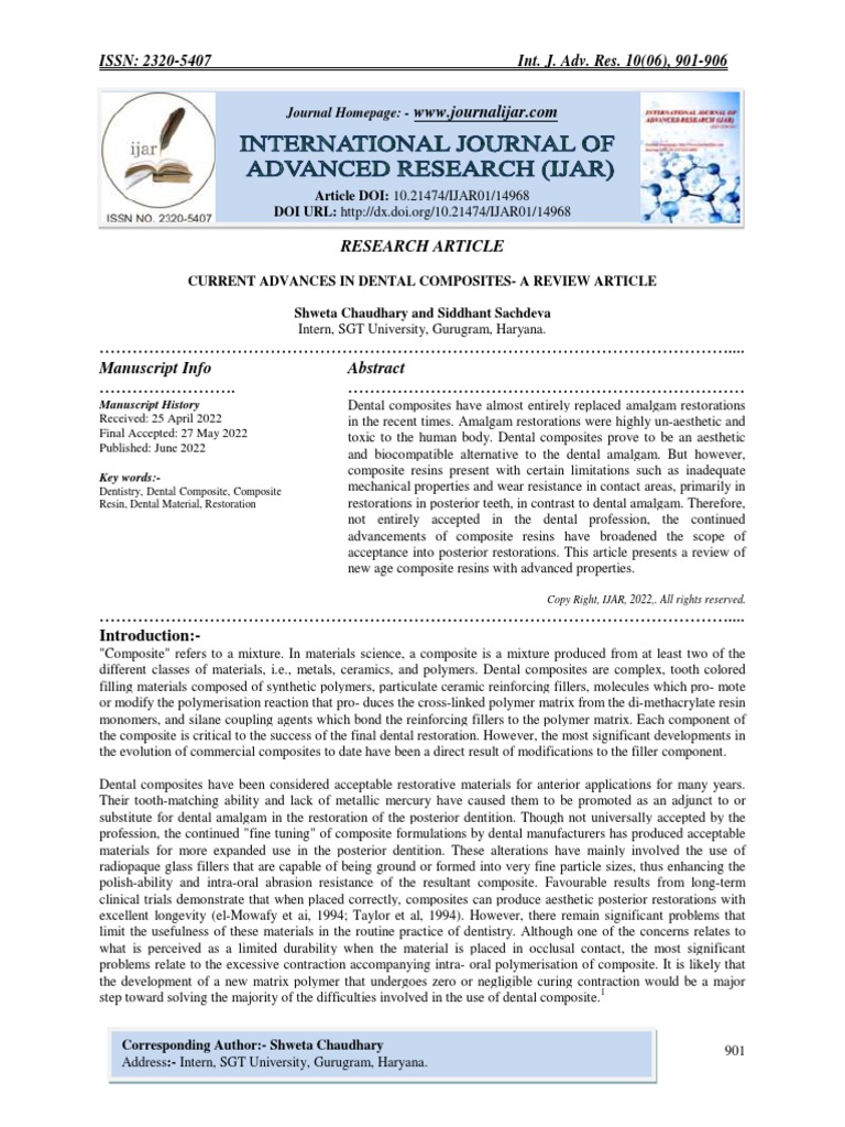 Advances in Dental Composites Review | PDF | Dental Composite ...