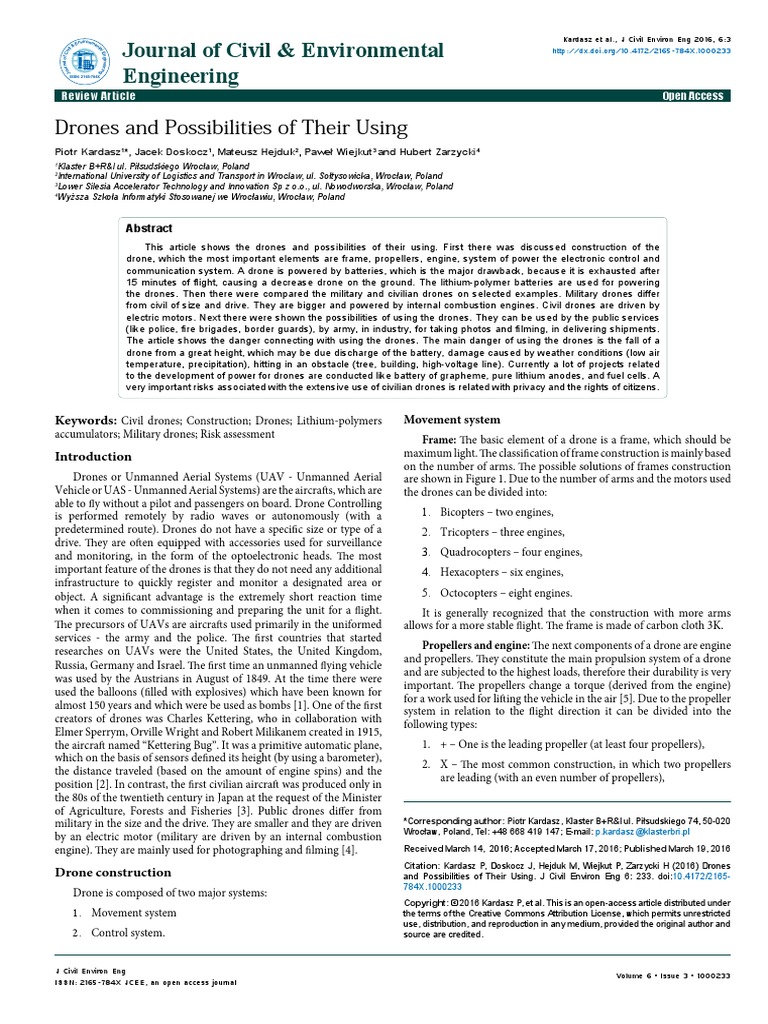 Drones and Possibilities of Their Using PDF Rechargeable Battery
