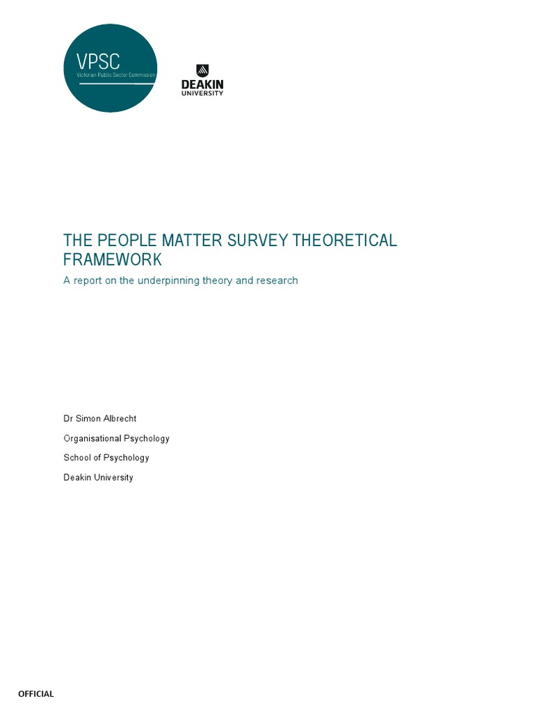 The People Matter Survey Theoretical Framework: A Report On The
