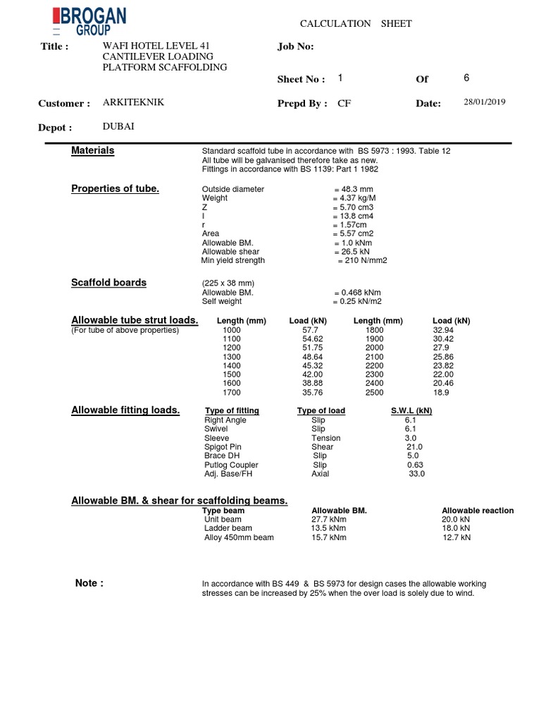 Calculation Loading Platform PDF Scaffolding Structural Engineering
