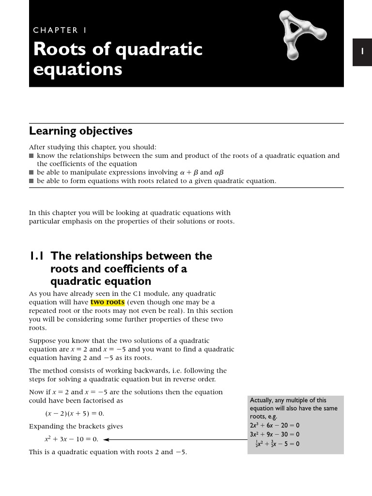 Roots of Quadratic Equation | PDF | Equations | Quadratic Equation