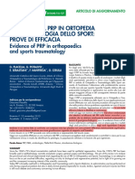 L'Utilizzo Del PRP in Ortopedia E Traumatologia Dello Sport: Prove Di Efficacia