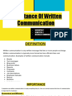 Importance of Written Communication: - Varunpreet - Semester-2 - Business Communication