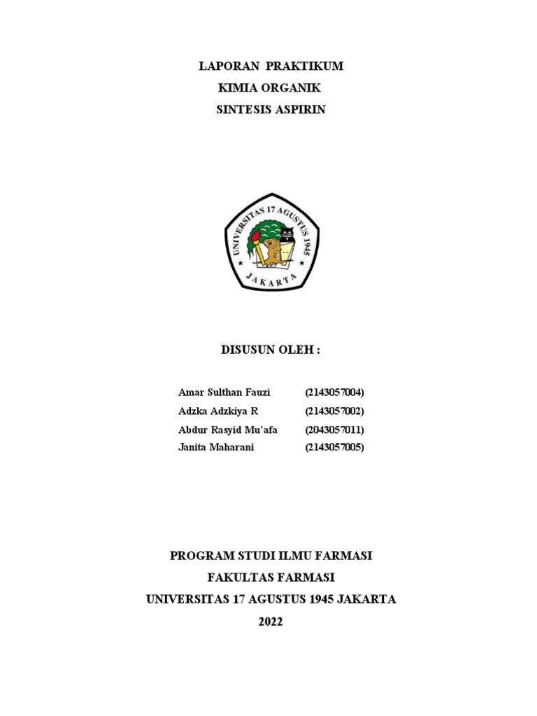 Laporan Praktikum Kimor Sintesis Aspirin PDF
