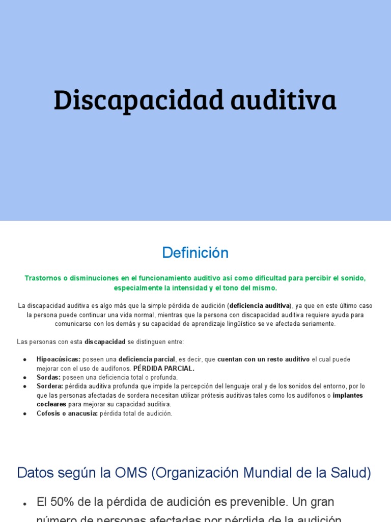 Definición y Causas de Discapacidad Auditiva | PDF | Medicina CLINICA ...