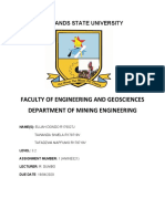 Faculty of Engineering and Geosciences Department of Mining Engineering