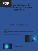 Artificial Intelligence & Machine Learning: Concepts & Applications