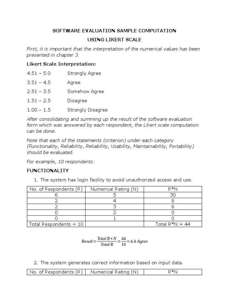 Likert Scale Software Evaluation Guide | PDF | Reliability Engineering ...