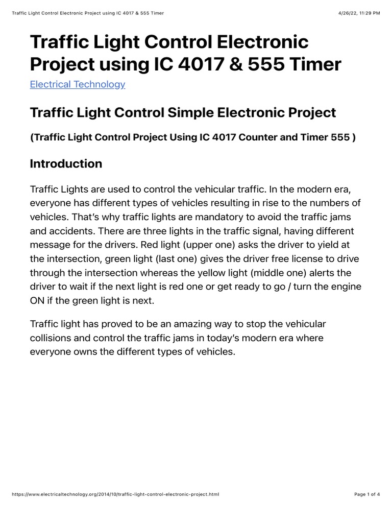 Traffic Light Control Project with 555 & 4017 | PDF | Traffic Light ...