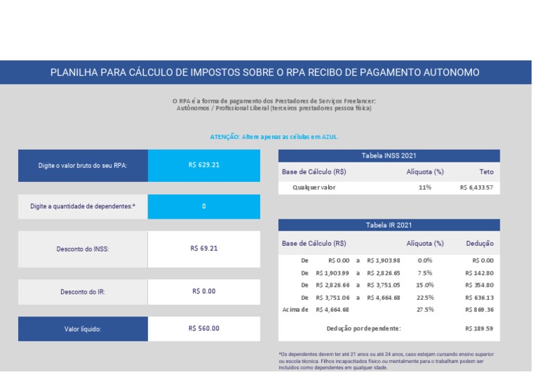 Calculadora Rpa Recibo Pagamento Autonomo PDF