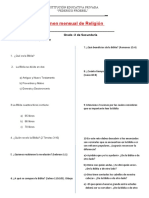 Examen de Religion 2 de Secundaria