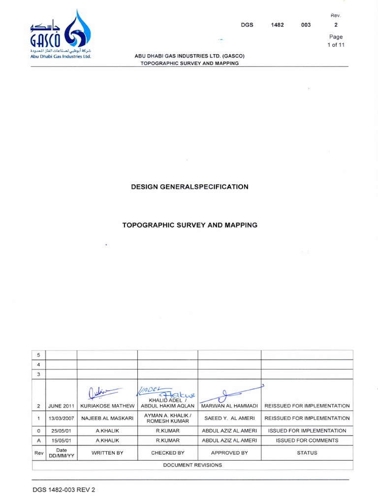 GASCO Topographic Survey Specification | PDF | Surveying ...