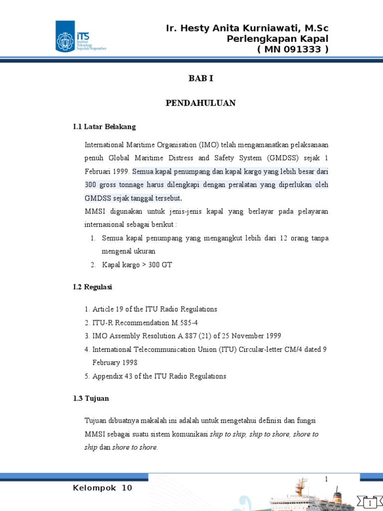 Definisi dan Fungsi MMSI Kapal | PDF