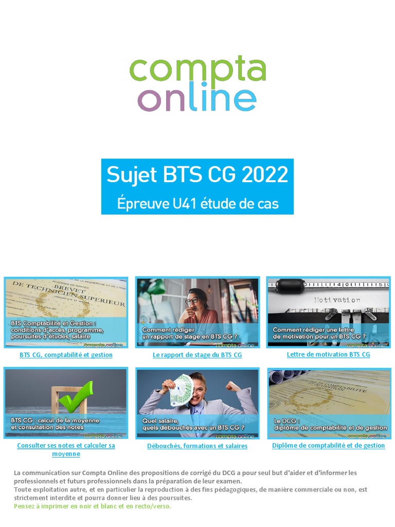 épreuve E41 Bts Cg Corrigé Sujet Bts CG E41 Mai 2022 VF | PDF | Facture | Taxe sur la valeur ajoutée