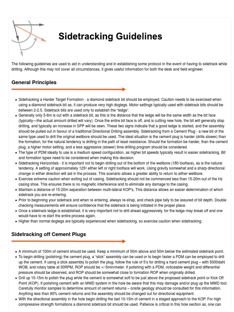 Sidetracking Principles Pdf Drilling